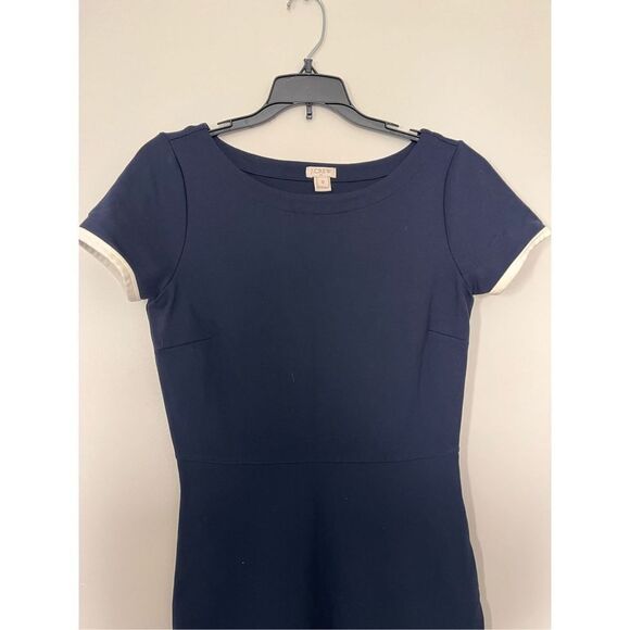 J. Crew Navy White Trimmed Career Dress sz 0 EUC - Picture 2 of 6